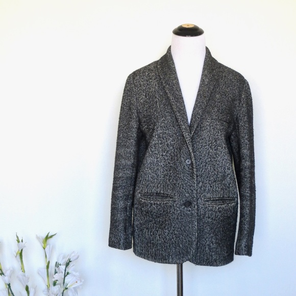 Wilfred Free Wool Blend Blazer Jacket Italy Long Sleeve Black Gray Women's XXS - Picture 1 of 7
